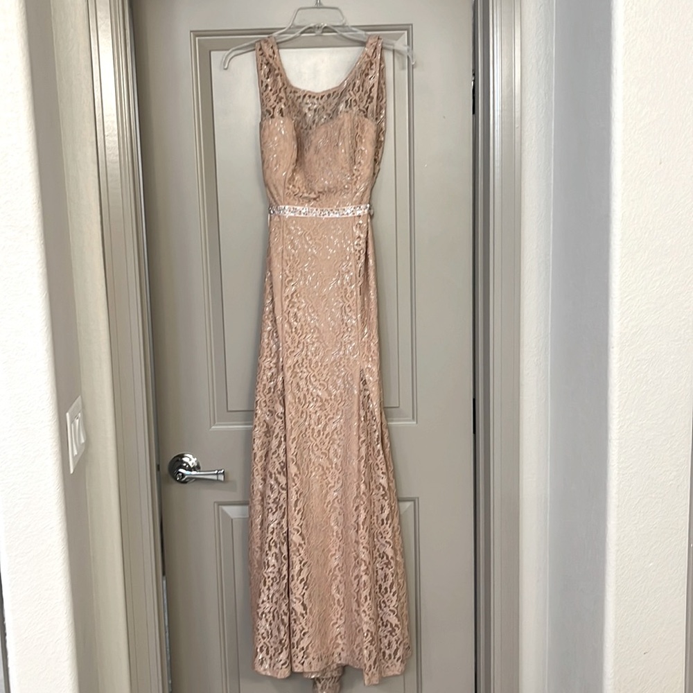 Blush lace gown like new. Only worn once.